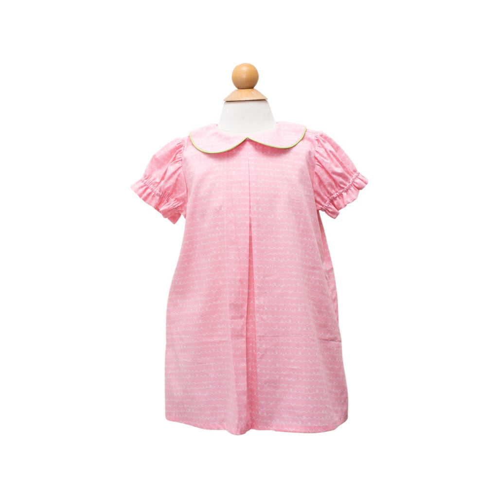 6731 short sleeve day dress - pink bows