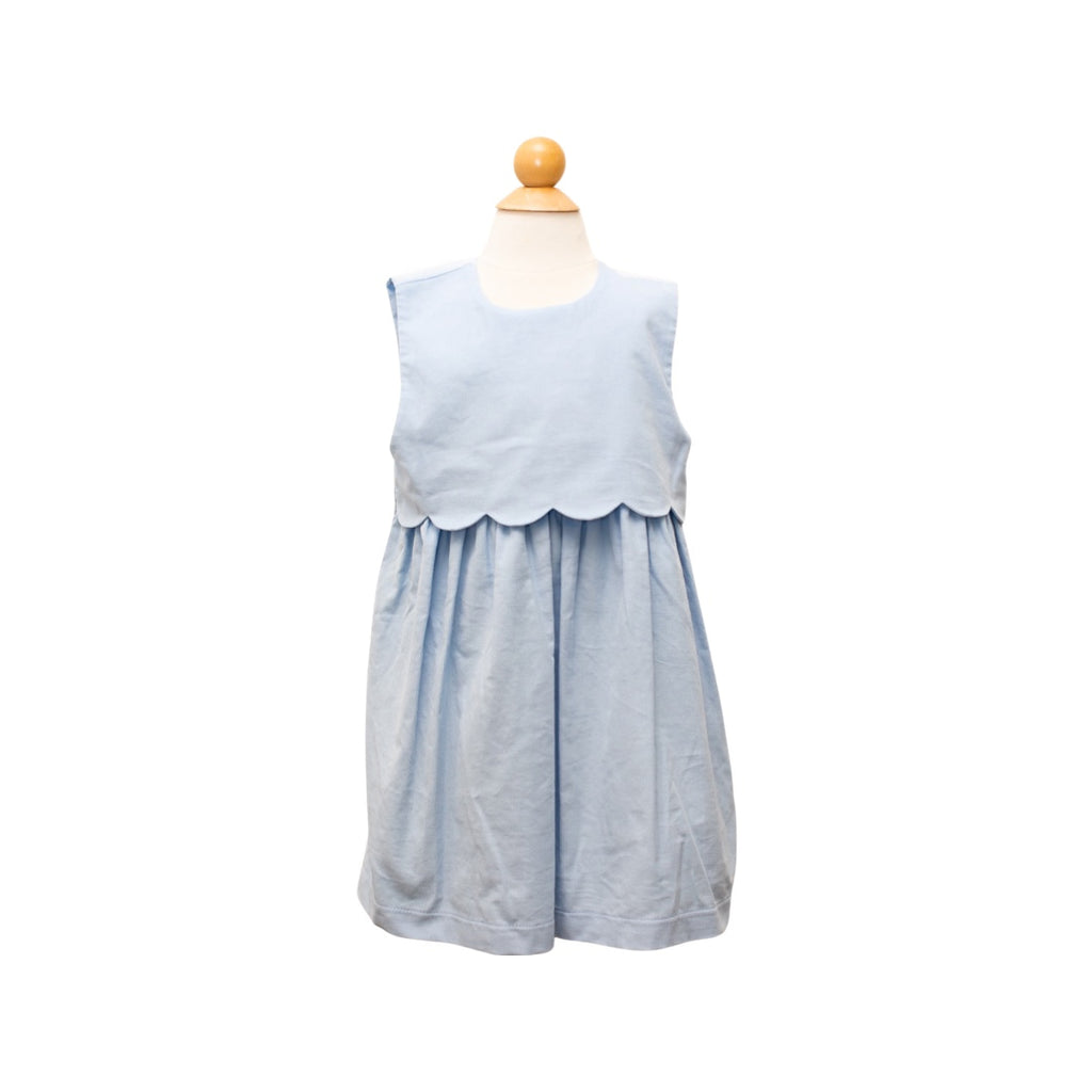 6741 Scallop Jumper Dress- Baby Blue Cord