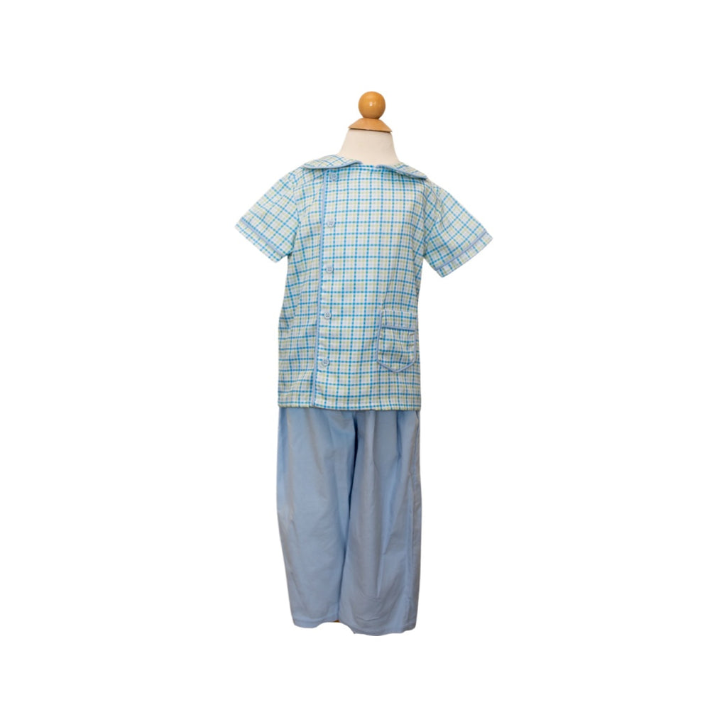 6787 Stanford Pant Set - Hillwood Plaid Top w/ baby blue Cord pants