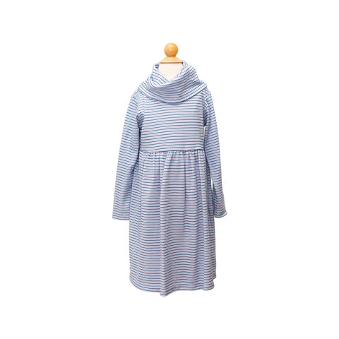 6874 Cowl Neck Dress - Blueberry/Grape Candy Stripes