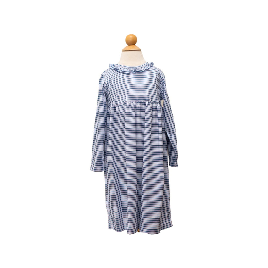 6877 Cici Dress - Blueberry/Grape Candy Stripes w/ ruffles