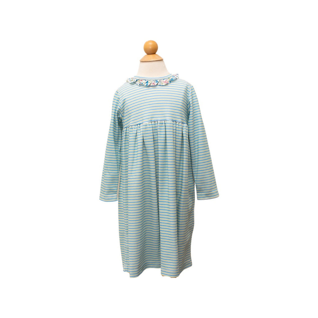 6878 Cici Dress - Blue/Green Candy Stripes w/ Tyne Floral