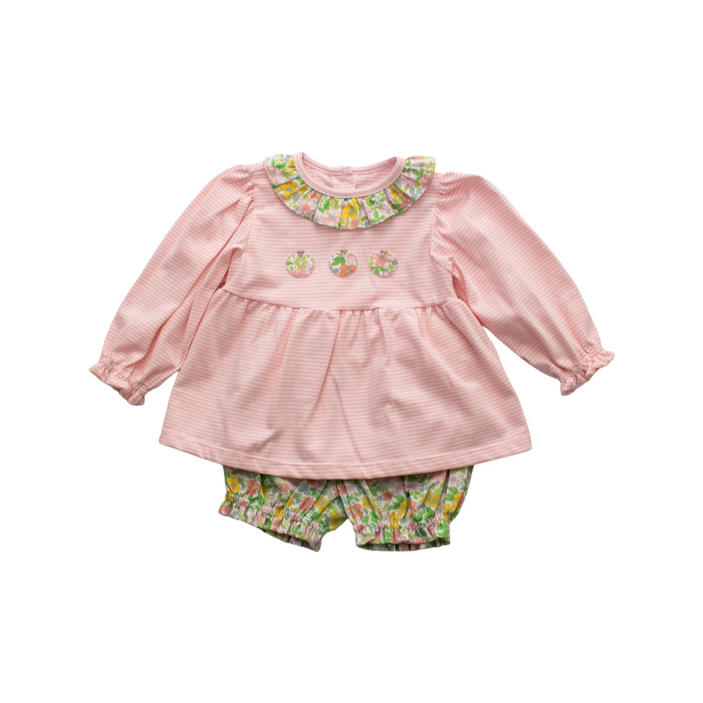 6883 Allie Bloomer set- Pink Candy stripe w/ Honey crisp Floral